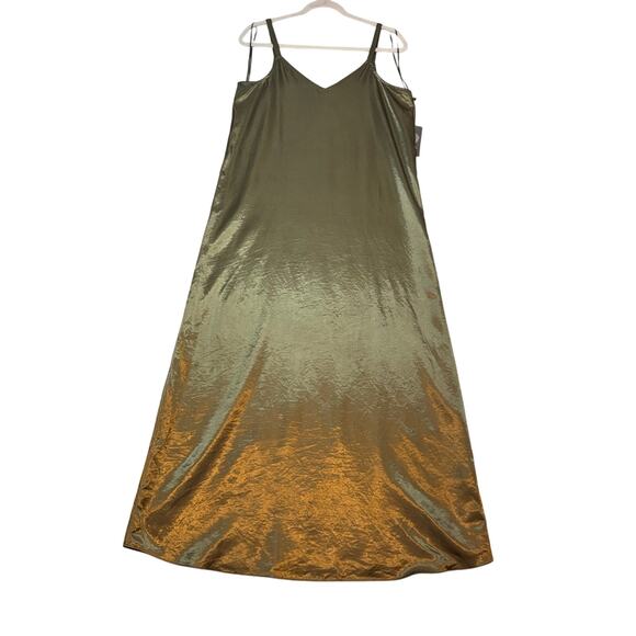 Vince Camuto Olive Satin Slip Midi Dress NWT Small Cocktail Evening - Picture 3 of 6
